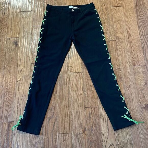 EPTM NWT the perfect example black neon lace up jeans 34 - Picture 9 of 9
